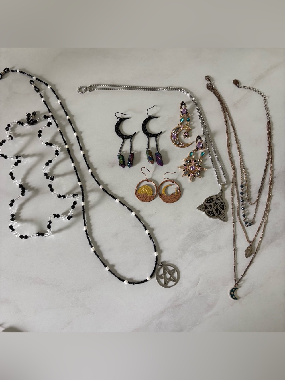 Assorted BUNDLE Boho Crescent & Star Earrings - and Necklaces